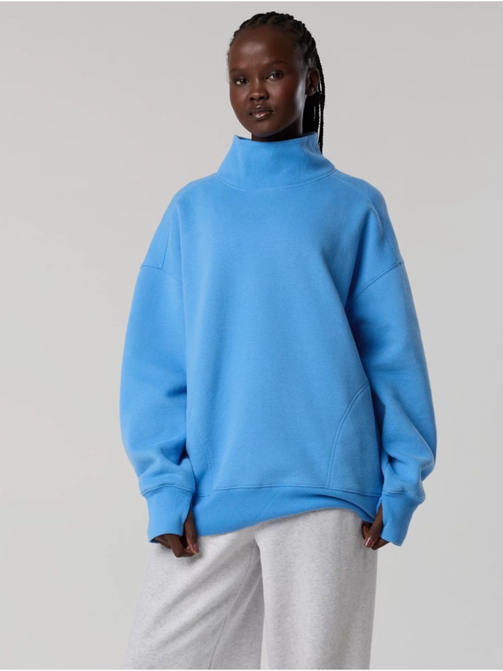 aerie Blue Mock Neck Oversized Sweatshirt